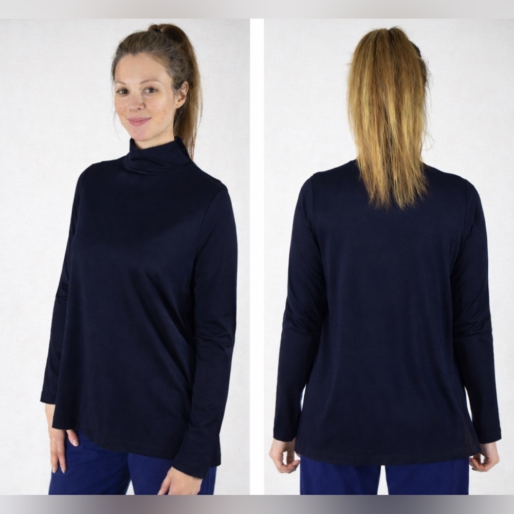 Bryn Walker Mock Neck Pieran Top Nightfall Gray XL Long Sleeve Tunic NWT USA